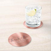 赤面ピンク – バラモダン金ゴールド結婚ズサンキュー ラウンドペーパーコースター (インサイチュ)