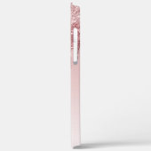 赤面ピンク – バラ金ゴールドスパークルグリッターモノグラム Case-Mate iPhoneケース (裏面 / 左)