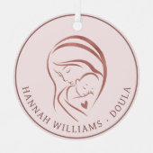 赤面ピンク&バラ金ゴールドフォトドゥーラ メタルオーナメント (正面)