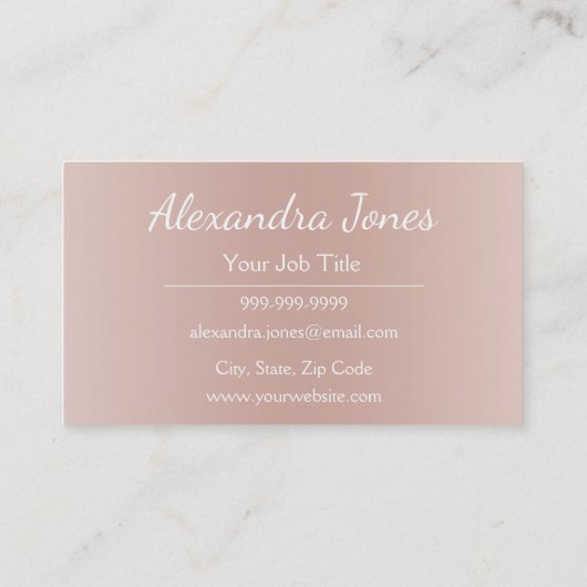 赤面ピンク – バラ金ゴールドブラシ付きメタル美容師 名刺 (裏面)