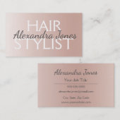 赤面ピンク – バラ金ゴールドブラシ付きメタル美容師 名刺 (正面/裏面)