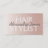 赤面ピンク – バラ金ゴールドブラシ付きメタル美容師 名刺 (正面)