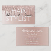 赤面ピンク – バラ金ゴールドブラシ付きメタル美容師 名刺 (正面/裏面)