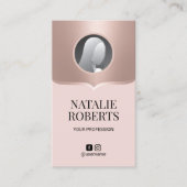 赤面ピンク&バラ金ゴールドプロフェッショナル写真 名刺 (正面)