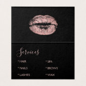 赤面ピンク – バラ金ゴールドリップメイクアップアーティスト 名刺 (内部フラット)