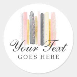 赤面ピンク&バラ金ゴールド水彩ストロ絵を描ック ラウンドシール