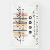 赤面ピンク&バラ金ゴールド水彩ストロ絵を描ック 横断幕 (縦)