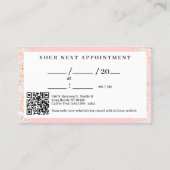 赤面ピンク&バラ金ゴールド水彩爪、 ネイルアポイントメント 名刺 (裏面)