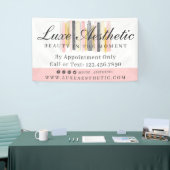 赤面ピンク&バラ金ゴールド水彩画絵を描線 横断幕 (トレードショー)