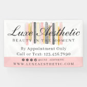 赤面ピンク&バラ金ゴールド水彩画絵を描線 横断幕 (横)