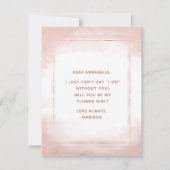 赤面ピンク&バラ金ゴールド私の花の女の子 招待状 (裏面)