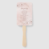 赤面ピンク&バラ金ゴールド結婚の式プログラム ハンドファン (裏面)
