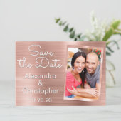 赤面ピンク | バラ金ゴールド結婚式の日付の保存 セーブザデート (スタンド正面)