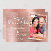 赤面ピンク | バラ金ゴールド結婚式の日付の保存 セーブザデート (正面/裏面)