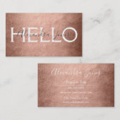 赤面ピンク&バラ金ゴールド金属箔こんにちは 名刺 (正面/裏面)