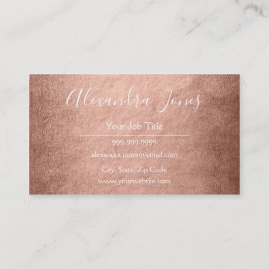 赤面ピンク&バラ金ゴールド金属箔こんにちは 名刺 (裏面)