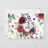 赤面ピンク&バーガンディバラウェディングRSVPカード 出欠カード (裏面)