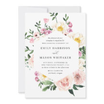 赤面ピンク&パープルフローラユーカリ結婚ス