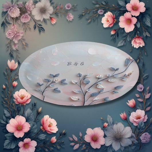 赤面ピンク&パール調ボタニカルブランチ結婚ズ ゲストブック