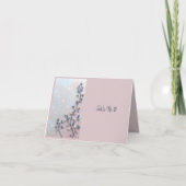 赤面ピンク&パール調ボタニカルブランチ結婚ズ サンキューカード (正面)