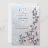 赤面ピンク&パール調ボタニカルブランチ結婚ズ 招待状 (正面)