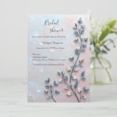 赤面ピンク&パール調ボタニカルブランチ結婚ズ 招待状 (スタンド正面)