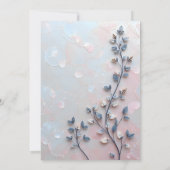 赤面ピンク&パール調ボタニカルブランチ結婚ズ 招待状 (裏面)