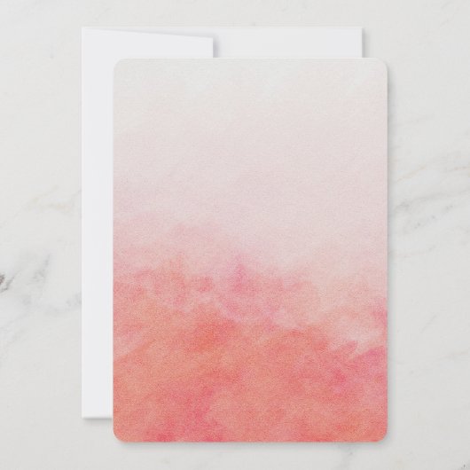 赤面ピンク&ピーチウォーターカラー結婚式招待状 招待状 (裏面)