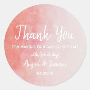 赤面ピンク&ピーチウォーター結婚カラーありがとう ラウンドシール