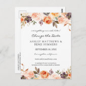 赤面ピンク&ピーチフローラ日付ポストカードの変更 ポストカード (正面/裏面)