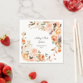 赤面ピンク&ピーチ結婚フローラ スタンダードカクテルナプキン (インサイチュ)