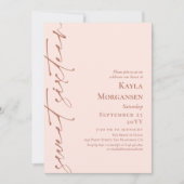 赤面ピンク&ブラス書道スウィート16 招待状 (正面)