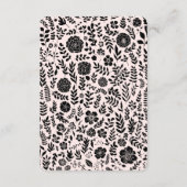 赤面ピンク |ブラックフローラ結婚の詳細カード エンクロージャーカード (裏面)