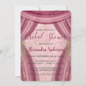 赤面ピンク&ブルガンディスパークルブライダルシャワー 招待状 (正面)