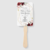 赤面ピンク&ブルゴーニュバラ結婚のファンのセット ハンドファン (正面)