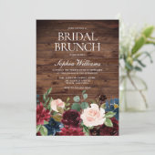 赤面ピンク&ブルゴーニュフローラブライダルシャワーブランチ 招待状 (スタンド正面)