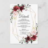 赤面ピンク&ブルゴーニュ結婚の詳細エンクロージャ エンクロージャーカード (正面)