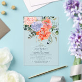 赤面ピンク&ブルーウォーターフローラ結婚ズ アクリル招待状 (インサイチュ (ウェディング))