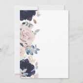 赤面ピンク&ブルーボタニカルフローラスウィート16パーティー 招待状 (裏面)