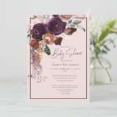 赤面ピンク、プラム、ピンクと金ゴールド赤ちゃんシャワー 招待状 (スタンド正面)
