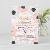 赤面ピンク&ホワイトアネモネフローラブライダルシャワー 招待状 (スタンド正面)