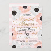 赤面ピンク&ホワイトアネモネフローラブライダルシャワー 招待状 (正面/裏面)