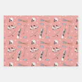 赤面ピンク&ホワイトウィンタースポーツ ラッピングペーパーシート (正面)