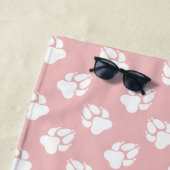 赤面ピンク&ホワイトドッグポーズ&モノグラム ビーチタオル (インサイチュ)