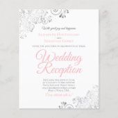 赤面ピンク&ホワイトバジェットウェディングレセプション招待状 (正面)