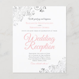 赤面ピンク&ホワイトバジェットウェディングレセプション招待状