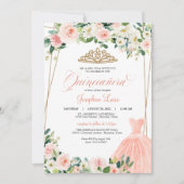 赤面ピンク&ホワイトフローラキンセアニラお祝い 招待状 (正面)