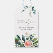 赤面ピンク&ホワイトフローラスクリプトサンキュー結婚ズ ギフトタグ (裏面)