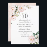 赤面ピンク&ホワイトフローラ70th誕生日パーティー 招待状<br><div class="desc">赤面ピンク&ホワイトフローラ70th Birthday Party Invitation See matching collection in Niche and Nest Store</div>