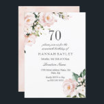 赤面ピンク&ホワイトフローラ70th誕生日パーティー 招待状<br><div class="desc">赤面ピンク&ホワイトフローラ70th Birthday Party Invitation See matching collection in Niche and Nest Store</div>